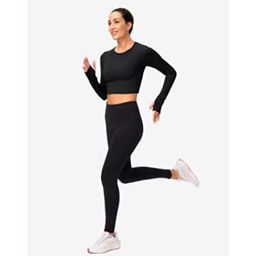 Stylish SANTINY Women's Long Sleeve Crop Workout Top