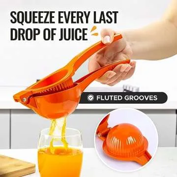 Zulay Premium Quality Metal Orange Squeezer, Citrus Juicer, Manual Press for Extracting the Most Juice Possible - Orange Juicer (Orange)
