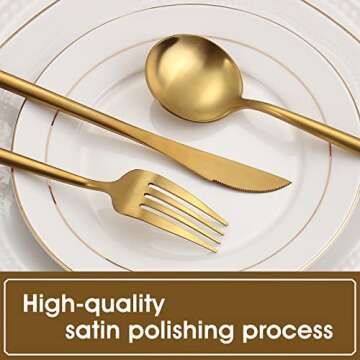 VANVRO Matte Gold 20-Piece Silverware Set, Stylish & Durable