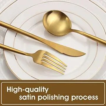VANVRO Matte Gold 20-Piece Silverware Set, Stylish & Durable