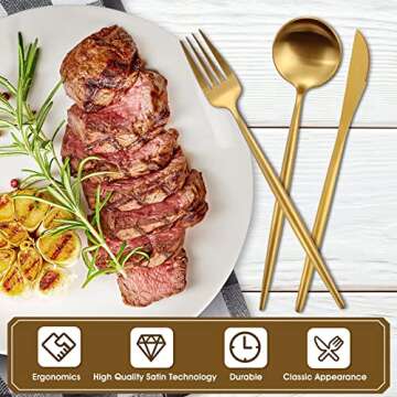 VANVRO Matte Gold 20-Piece Silverware Set, Stylish & Durable