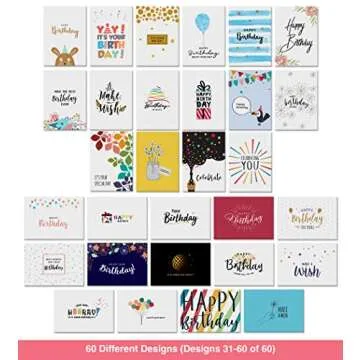 Dessie 60 Unique Birthday Cards Assortment for All Ages