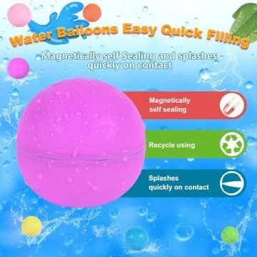 98K Reusable Water Balloons 12Pcs with Mesh Bag, Self Sealing Silicone Ball Latex-Free, No Clean Has...