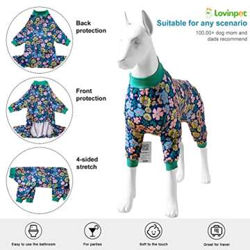 LovinPet Onsie for Dog After Surgery Big Dogs - Big Dog Clothes, Post Surgery Onesie, Lightweight Fa...