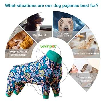 LovinPet Onsie for Dog After Surgery Big Dogs - Big Dog Clothes, Post Surgery Onesie, Lightweight Fabric Pitbull Dog Pullover Pajamas, Puppy Pajamas, Full Coverage Dog PJ's,Blue Green XXL