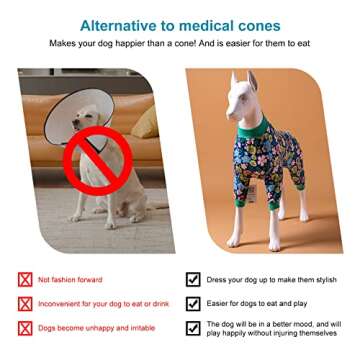 LovinPet Onsie for Dog After Surgery Big Dogs - Big Dog Clothes, Post Surgery Onesie, Lightweight Fabric Pitbull Dog Pullover Pajamas, Puppy Pajamas, Full Coverage Dog PJ's,Blue Green XXL