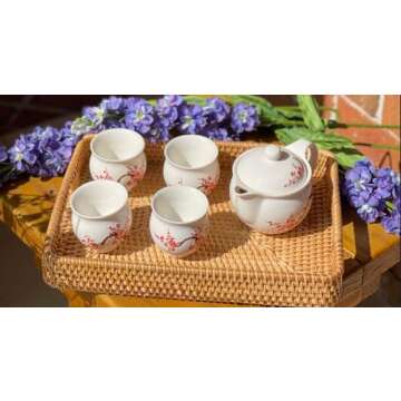 Ankur Hand-Woven Rectangular Rattan Serving Tray - Set of 2 for Home and Decor