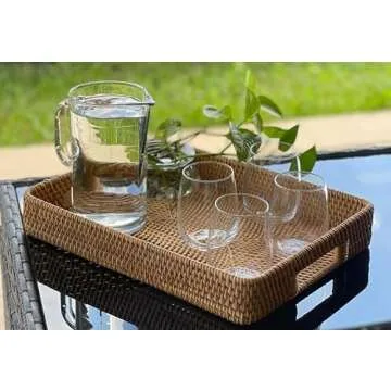 Hand-Woven Rattan Serving Tray Set for Elegant Decor