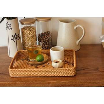 Hand-Woven Rattan Serving Tray Set for Elegant Decor
