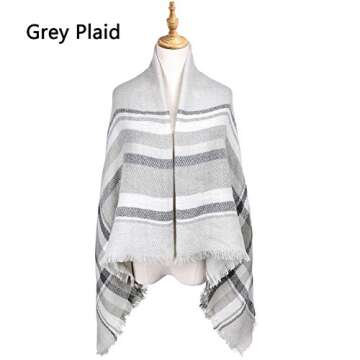 HITOP Scarfs For Women, Soft Classic Plaid Large Tartan Blanket Scarf, Womens Winter Tassel Scarves Christmas Stocking Stuffers for Women