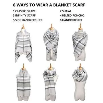 HITOP Scarfs For Women, Soft Classic Plaid Large Tartan Blanket Scarf, Womens Winter Tassel Scarves Christmas Stocking Stuffers for Women