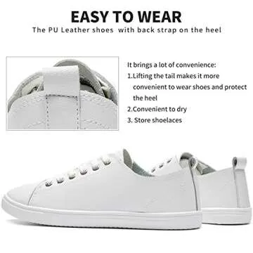 FRACORA Womens White Leather Sneakers Low Top Fashion Casual Tennis Shoes for Women(White,US7)