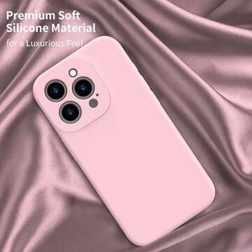 bicol for iPhone 15 Pro Case with Screen Protector,Enhanced Camera Lens Protection,Soft Liquid Silicone Slim Fit Protective Phone Cover 6.1" Baby Pink