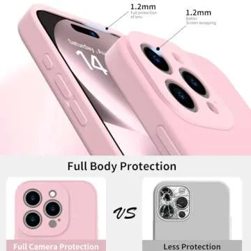 bicol for iPhone 15 Pro Case with Screen Protector,Enhanced Camera Lens Protection,Soft Liquid Silicone Slim Fit Protective Phone Cover 6.1" Baby Pink