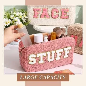 4 Pcs Chenille Letter Makeup Bag Set for Travel