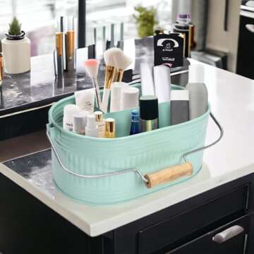 Alpha Living Home Farmhouse Utensil Caddy Carry-All Serveware-Galvanized Metal Organizer for Kitchen...
