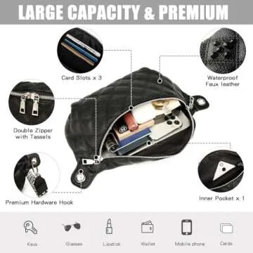 Small Crossbody Bags for Women Trendy - Myhozee Faux Leather Fanny Pack Sling Purse Shoulder Bag Quilted Travel Side Bag with Removable Wide Guitar Strap - Brown