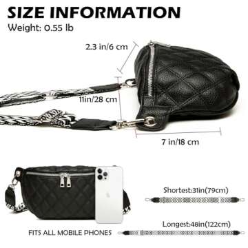 Small Crossbody Bags for Women Trendy - Myhozee Faux Leather Fanny Pack Sling Purse Shoulder Bag Quilted Travel Side Bag with Removable Wide Guitar Strap - Brown