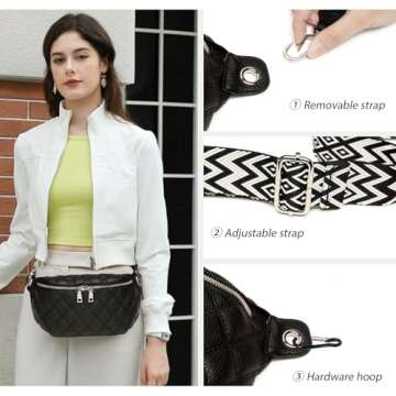 Small Crossbody Bags for Women Trendy - Myhozee Faux Leather Fanny Pack Sling Purse Shoulder Bag Quilted Travel Side Bag with Removable Wide Guitar Strap - Brown