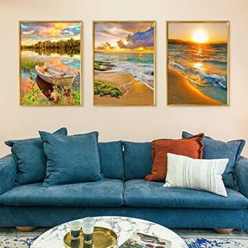 Uatiodo Diamond Painting Kits for Adults, 6 Pack Diamond Painting Kit, DIY 5D Diamond Art Paintings, Sunset Beach Paint with Diamonds, Home Wall Decor, 12 * 16 inch