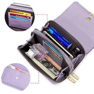 Roulens Small Crossbody Bag for Women,Cell Phone Purse Women's Shoulder Handbags Wallet Purse with Credit Card Slots