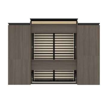 Bestar Orion 124W Queen Murphy Bed with Multifunctional Storage (125W) in bark Gray & Graphite