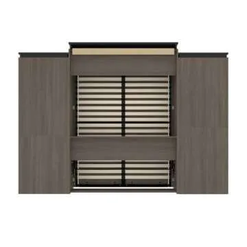 Bestar Orion 124W Queen Murphy Bed with Multifunctional Storage (125W) in bark Gray & Graphite
