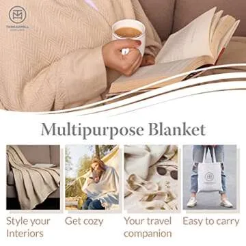 Threadmill Luxury Cotton Blankets for King Size Bed | All-Season Cozy 100% Cotton King Size Blanket | Herringbone Soft Fall Thermal Blanket fits Cal King Size Bed | Scottish Grey