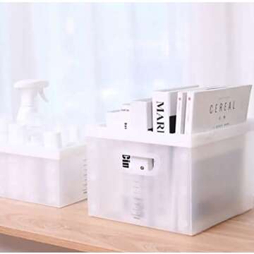 LIYUXIDONG Collapsible Storage Cube 10", Foldable Basket for Shelf & Closet - Decorative Plastic Bin for Home Office Books Clothes Toys, Set of 2 Stackable File Organizer Box with Handle, White