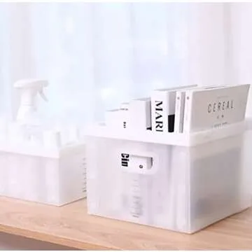 LIYUXIDONG Collapsible Storage Cube 10", Foldable Basket for Shelf & Closet - Decorative Plastic Bin for Home Office Books Clothes Toys, Set of 2 Stackable File Organizer Box with Handle, White