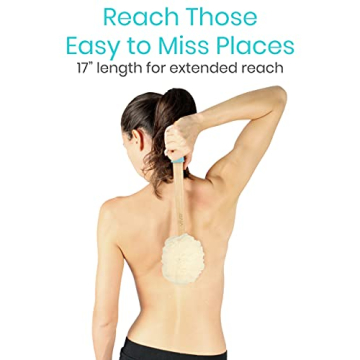 Vive Shower Loofah with Long Handle for Easy Cleaning