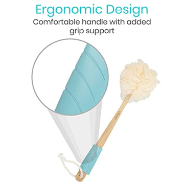 Vive Shower Loofah with Long Handle for Easy Cleaning
