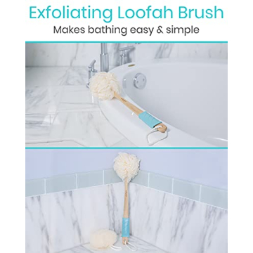 Vive Shower Loofah with Long Handle for Easy Cleaning