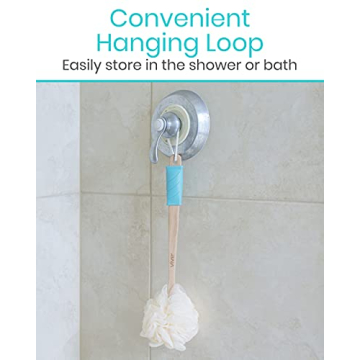 Vive Shower Loofah with Long Handle for Easy Cleaning