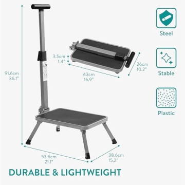 Navaris Foldable Step Stool for Kitchen and High Areas