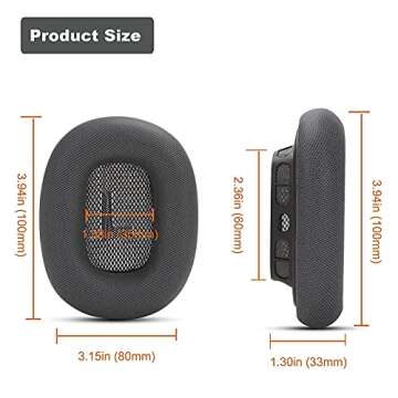 Earrock Ear Cushions for AirPods Max Headphones Earpads Replacement Ear Pad Covers Earmuffs with Protein Leather, Memory Foam and Magnet Black