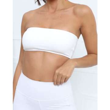 MISSACTIVER Women's Padded Strapless Bandeau Sport Bra Solid Sleeveless Wireless Support Bralette Cr...