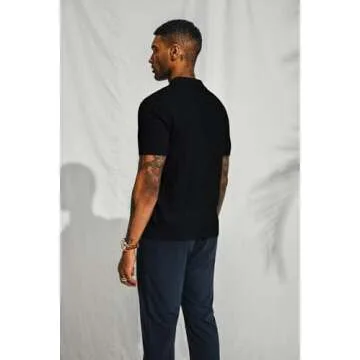 PJ PAUL JONES Mens Fashion Knit Shirts Short Sleeve Hollow Out Knit Polo Casual Breathable Polo Shir...