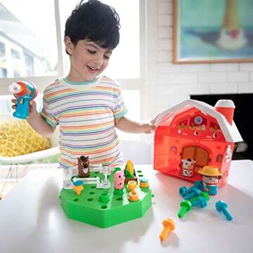 Educational Insights Design & Drill Bolt Buddies Farm Take Apart Toy with Electric Toy Drill, Preschool STEM Toy, Easter Basket Stuffers for Kids, Gifts for Boys & Girls, Ages 3+