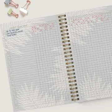Undated To Do List by Bright Day Daily Task Checklist daily planner to do list notebook Non Dated Flex Cover Spiral Organizer Habit Tracker 8.25 x 6.25, Gold Palm Leaves