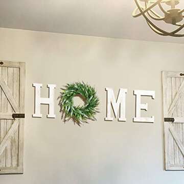 LOSOUR Home Letters with Wreath-Farmhouse Decor for The Home Clearance Wood Letters-Decorative Home Sign for Living Room Decor, Entry Way, Kitchen, etc (White)