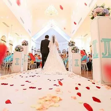 KALOR 1000pcs Silk Artificial Fabric Flower Rose Petals for Wedding Confetti Flower Girl Bridal Shower Hotel Home Party Valentine Day Flower Décor Dark Red