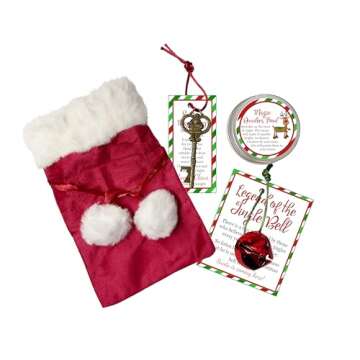 Golden Gift Box Santa's Essentials Magic Pack: Magic Santa Key, Sleigh Bell Ornament and Magic Reind...