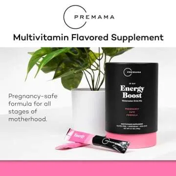 Premama Energy Boost For All Pregnancy Stages, Caffeine-Free, Stimulant-Free Energy, Gluten-Free, Vegetarian, Watermelon Flavor, 28 Single Serve Packets