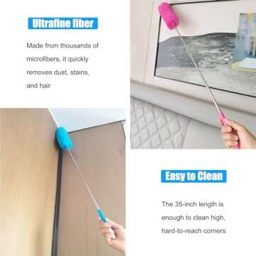 M-jump 3 PCS 15.7 to 35.5 Inch Extendable Telescoping Microfiber Duster Bendable Brush Washable Dusting Brush for Home Office Car