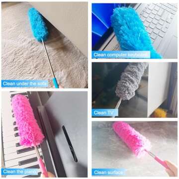 M-jump 3 PCS 15.7 to 35.5 Inch Extendable Telescoping Microfiber Duster Bendable Brush Washable Dusting Brush for Home Office Car