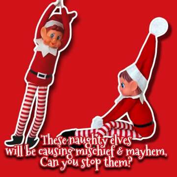 GLOW Wholesale Elfie (Boy) and Elvie (Girl) Set Fun and Playful Elves Behavin' Badly Figure with Soft Body and Vinyl Face-Set of 2, Red