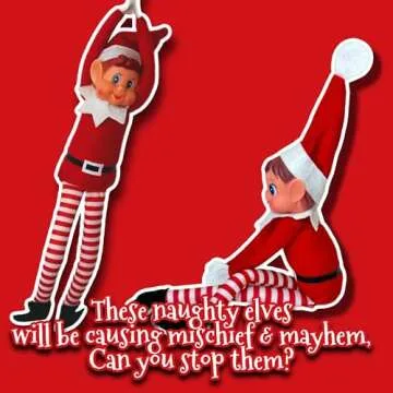 GLOW Wholesale Elfie (Boy) and Elvie (Girl) Set Fun and Playful Elves Behavin' Badly Figure with Soft Body and Vinyl Face-Set of 2, Red