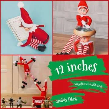 GLOW Wholesale Elfie (Boy) and Elvie (Girl) Set Fun and Playful Elves Behavin' Badly Figure with Soft Body and Vinyl Face-Set of 2, Red
