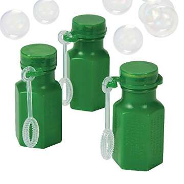 Green Hexagon Shaped Mini Bubble Bottles - Party Favors and Toys - Bulk set of 48 Pieces